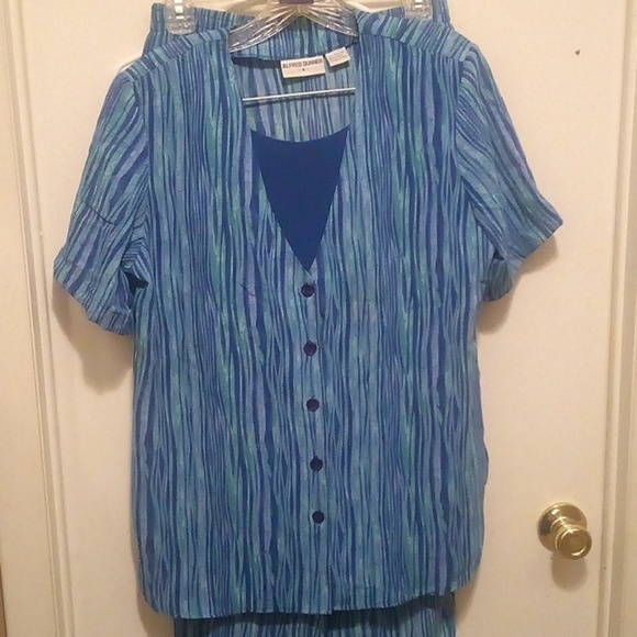 Alfred Dunner Water Wave Stripes Pant Set (Top & Pants) - Size 8 - Picture 2 of 8